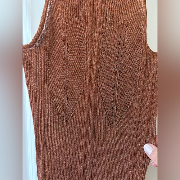 Ted Baker Women Brown Metallic Finish Racerback Tank Top - Picture 6 of 12